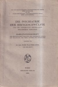 Walther-Büel, Die Psychiatrie der Hirngeschwülste und die cerebralen Grundlagen (Umschlag)