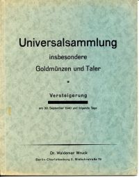 Universalsammlung insbesondere Goldmünzen und Taler. (Umschlag)