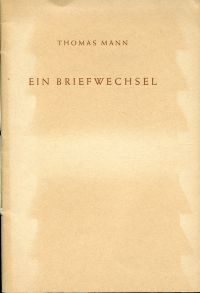 Mann, Ein Briefwechsel. (Umschlag)