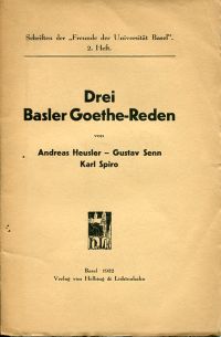 Heusler, Drei Basler Goethe-Reden. (Umschlag)