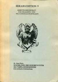 Prutz, Geheimlehre und Geheimstatuten des Tempelherrenordens. (Umschlag)