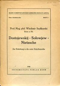 Szylkarski, Dostojewskij, So±owjew, Nietzsche. (Umschlag)