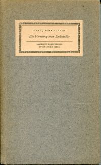 Burckhardt, Ein Vormittag beim Buchhändler (Umschlag)
