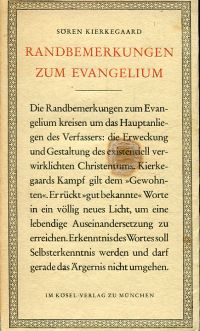 Kierkegaard, Randbemerkungen zum Evangelium. (Umschlag)