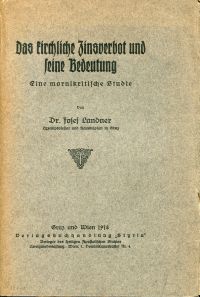 Landner, Das kirchliche Zinsverbot und seine Bedeutung. (Umschlag)