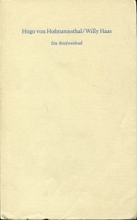 Hofmannsthal, Hugo von Hofmannsthal/Willy Haas. (Umschlag)