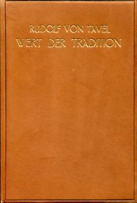 Tavel, Vom Wert der Tradition. (Umschlag)