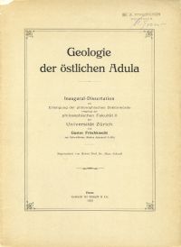 Frischknecht, Geologie der östlichen Adula. (Umschlag)