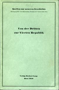 Walder, Von der Dritten zur Vierten Republik. (Umschlag)