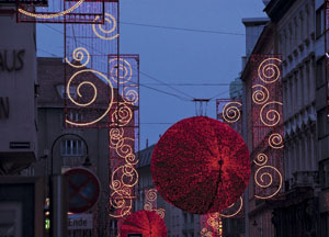 bildreich karten PK 485: weihnächtliche strasse in wien.