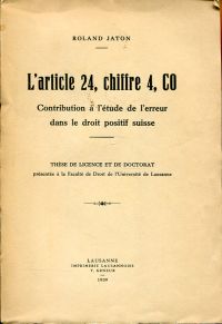 Jaton, L'artice 24, chiffre 4, CO. (Umschlag)